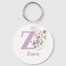 Keychain o Key Fob en un diseño floral con nombre