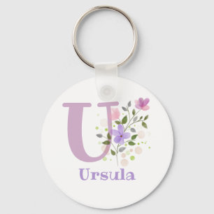 Llavero Keychain o Key Fob en un diseño floral con nombre