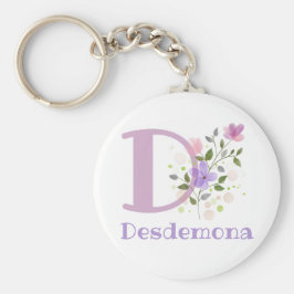 Llavero Keychain or Key Fob in a Floral Design with Name