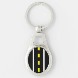 Llavero Keychain Oval de dos vías (negro, blanco y amarill