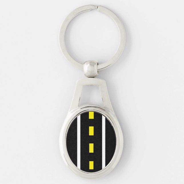 Llavero Keychain Oval de dos vías (negro, blanco y amarill (Anverso)