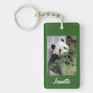 Llavero Keychain, Panda rectangular sobre fondo verde