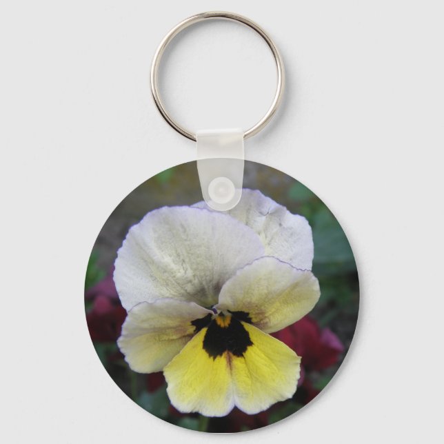 Llavero Keychain Pansy White y Yellow (Anverso)