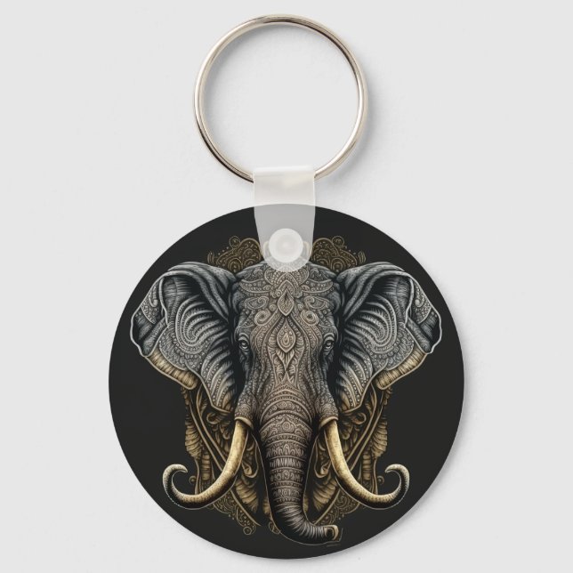 Llavero Keychain para elefante de acuarela mística (Anverso)