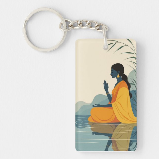 Llavero Keychain para mujeres meditadoras (Frente)