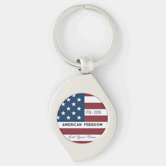 Llavero Keychain Patriotic US Flag Custom Text Name (Anverso)