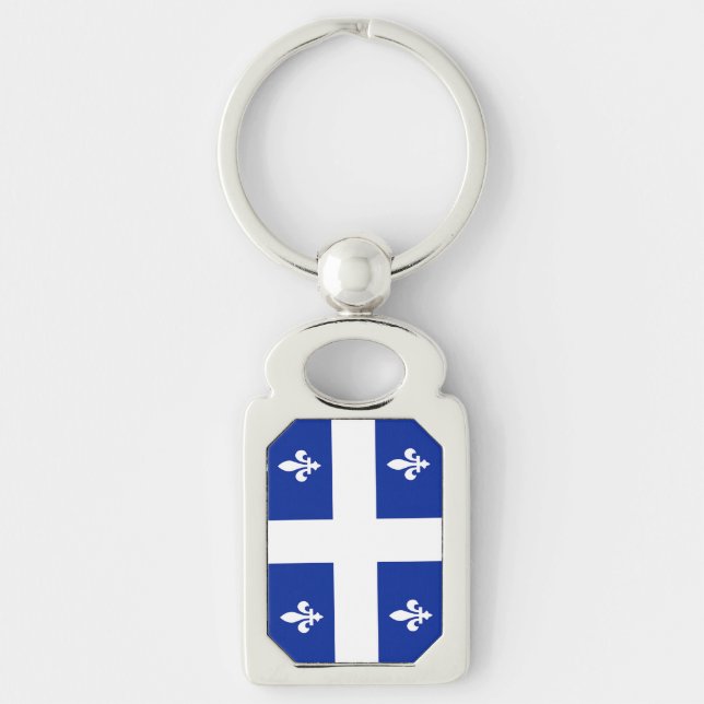 Llavero Keychain patriótico con bandera de Quebec, Canadá (Anverso)