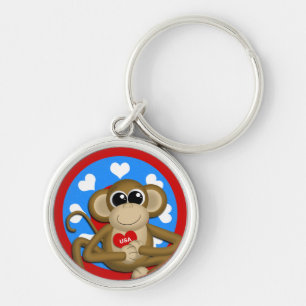 Llavero Keychain Patriótico USA Monkey Premium