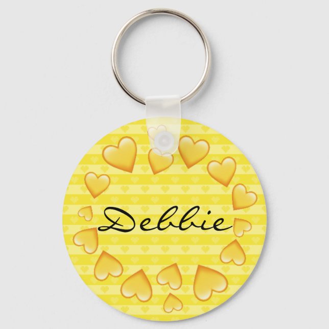 Llavero Keychain personalizada de corazón pequeño amarillo (Anverso)