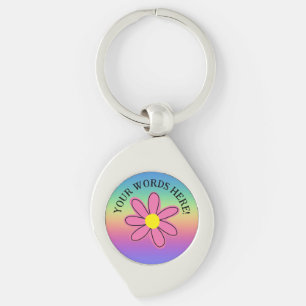 Llavero Keychain personalizada de flor rosa arcoiris
