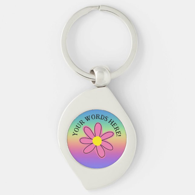 Llavero Keychain personalizada de flor rosa arcoiris (Anverso)