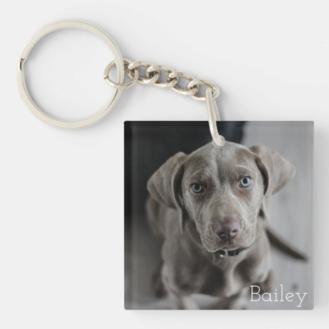 Llavero Keychain personalizada de foto de perro Keepsake (Frente)