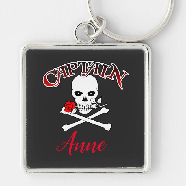 Llavero Keychain personalizada de Jolly Roger (Rosa) (Frente)