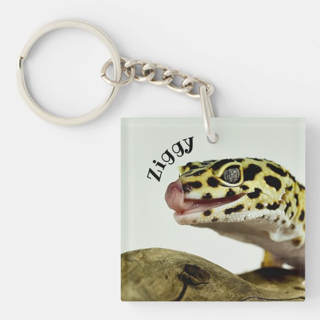Llavero Keychain personalizada de leopardo Gecko Lizard (Frente)