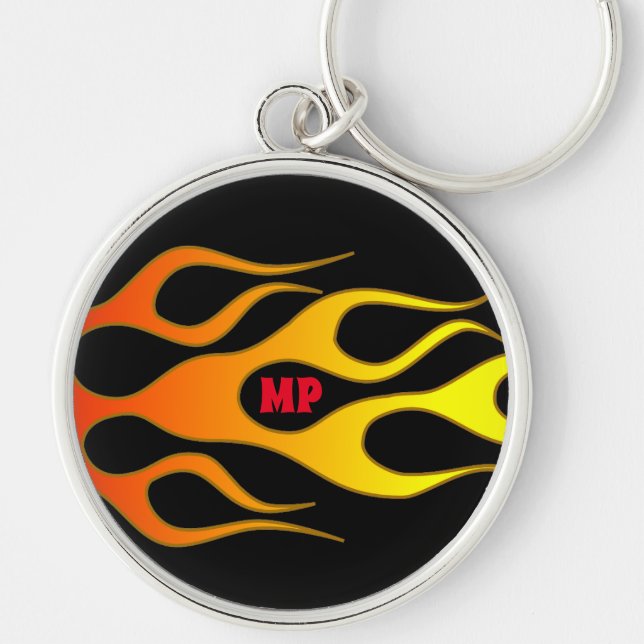 Llavero Keychain personalizada de llamas de fuego (Frente)
