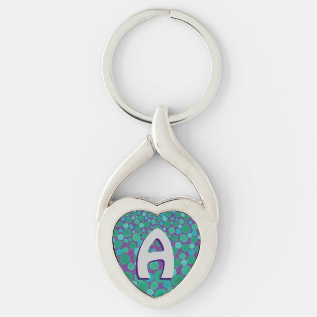 Llavero Keychain personalizada de manchas verdes y púrpura (Anverso)