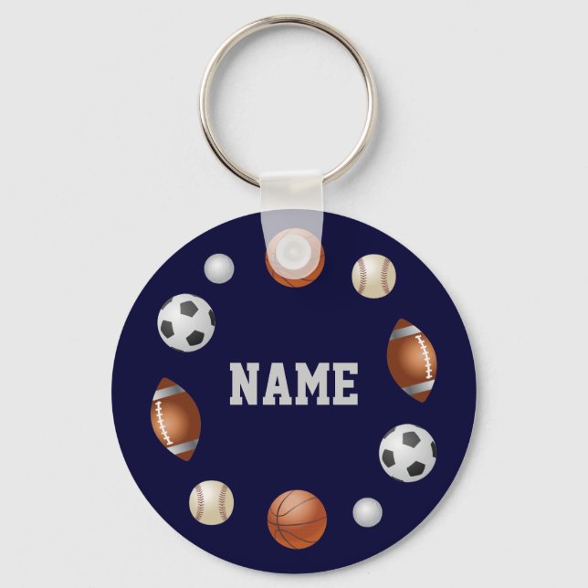 Llavero Keychain personalizada del mundo deportivo - Azul (Anverso)