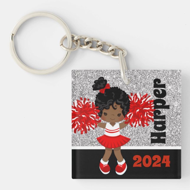 Llavero Keychain personalizada para animadores negros y ro (Frente)