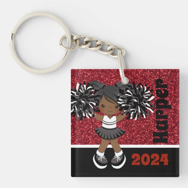 Llavero Keychain personalizada para animadores negros y ro (Frente)