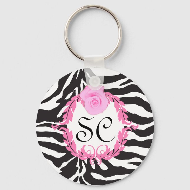 Llavero Keychain Personalizado de cebra y Rosa (Anverso)