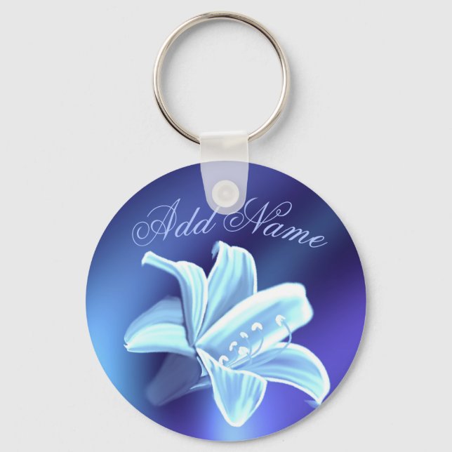 Llavero Keychain personalizado de flores de lirio azul de  (Anverso)