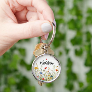 Llavero Keychain, personalizado de flores silvestres, rega