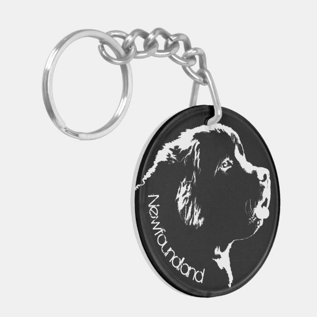 Llavero Keychain Personalizado de Perro de Terranova (Frente Izquierda)
