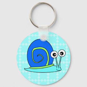 Llavero Keychain Personalizado de Snail feliz - Azul