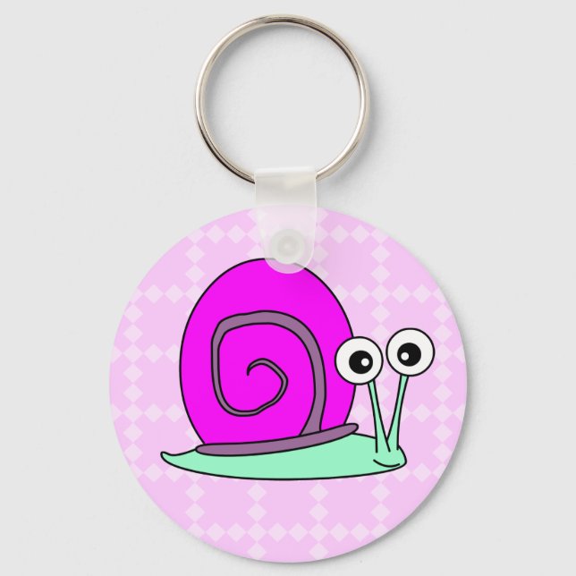 Llavero Keychain Personalizado de Snail feliz - Rosa (Anverso)