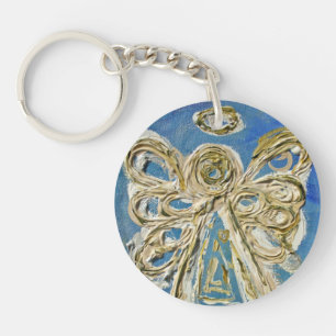 Llavero Keychain Personalizado del Ángel de la Guardia Azu