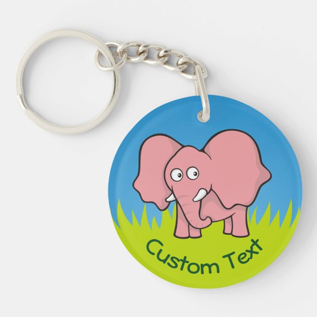 Llavero Keychain Personalizado del Elefante Rosa (Frente)