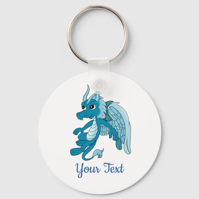 Llavero Keychain Personalizado Dragón Azul (Anverso)