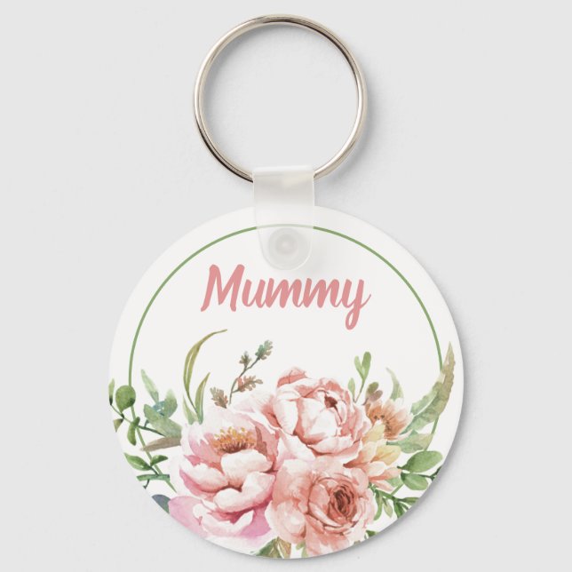 Llavero Keychain Personalizado Floral De bonito Para Mamá (Anverso)