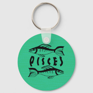 Llavero Keychain Pisces de blanco y negro