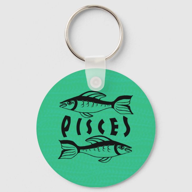 Llavero Keychain Pisces de blanco y negro (Anverso)