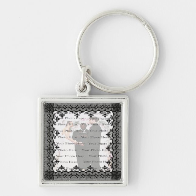 Llavero Keychain plateado de Black Lace Square (Frente)