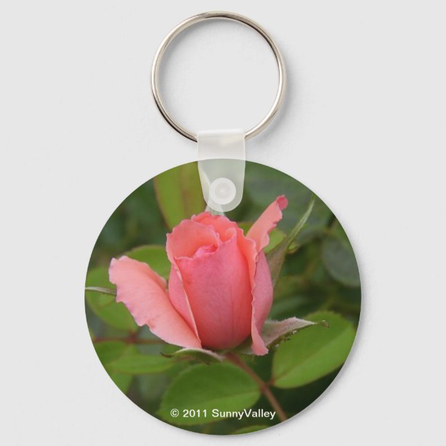 Llavero Keychain: Precioso Rosebud rosa (Anverso)