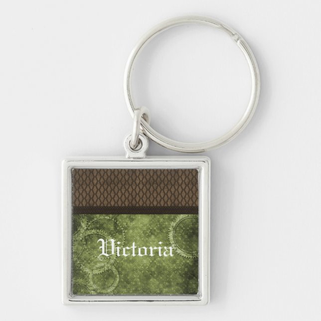 Llavero Keychain Premium de Gear Steampunk, Verde (Frente)