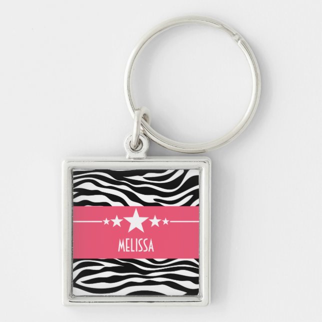 Llavero Keychain Premium de Star Zebra Rosa Sassy (Frente)