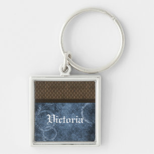 Llavero Keychain Premium de Steampunk metalizado, azul