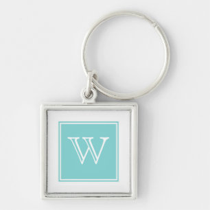 Llavero Keychain Premium Monograma cuadrado Turquesa