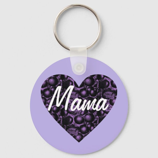 Llavero Keychain Purple/Lavender Glam Heart Mama (Anverso)