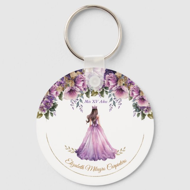Llavero Keychain Purple Lilac Quinceañera (Anverso)