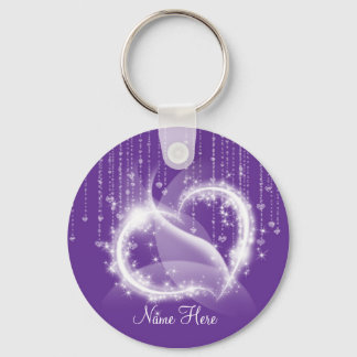 Llavero Keychain Purple Sparkly Hearts