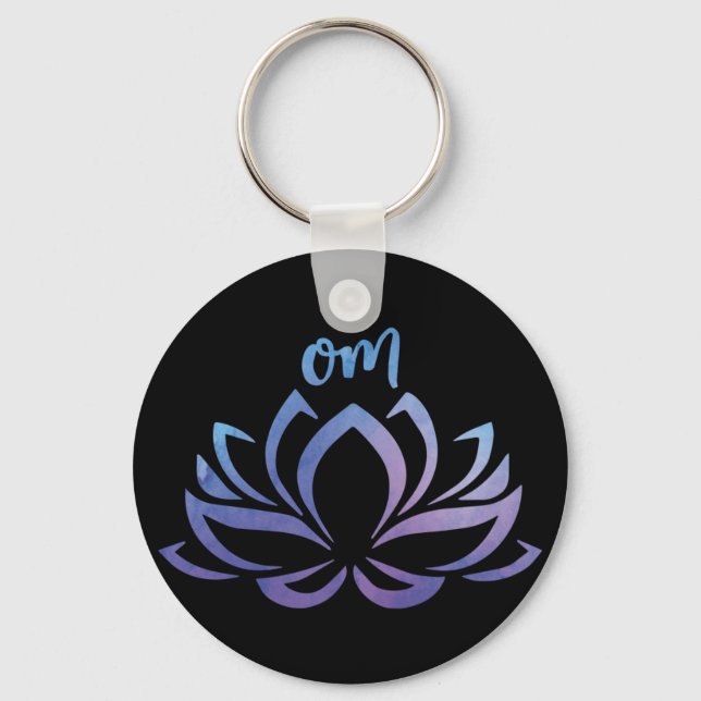 Llavero Keychain púrpura de Lotus Om (Anverso)