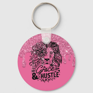 Llavero Keychain Purpurina de goteo rosado inspirador