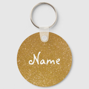 Llavero Keychain purpurina de oro con brillantes falsos