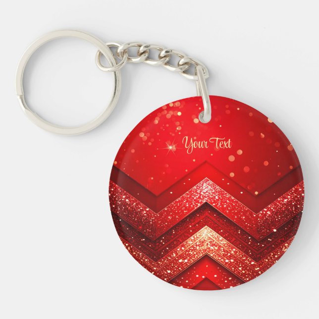 Llavero Keychain Purpurina decorativo rojo (Frente)