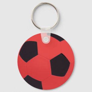 Llavero Keychain Red & Black Soccer Ball