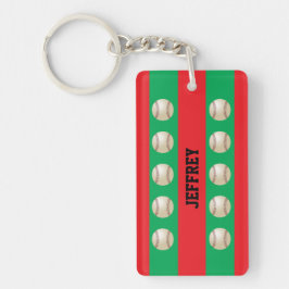 Llavero Keychain, Red & Green, Navidades de béisbol, Navid